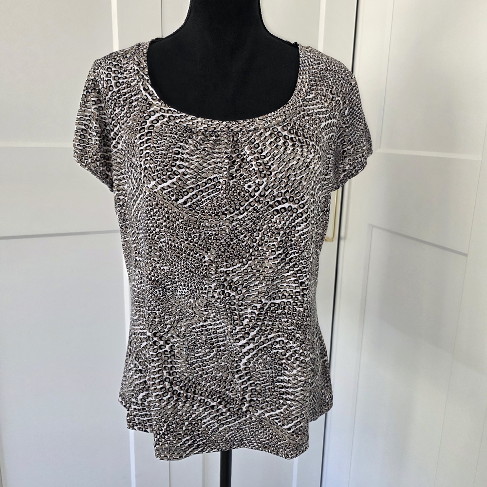 NWT Worthington Animal Print Short Sleeve Top - Black and Brown